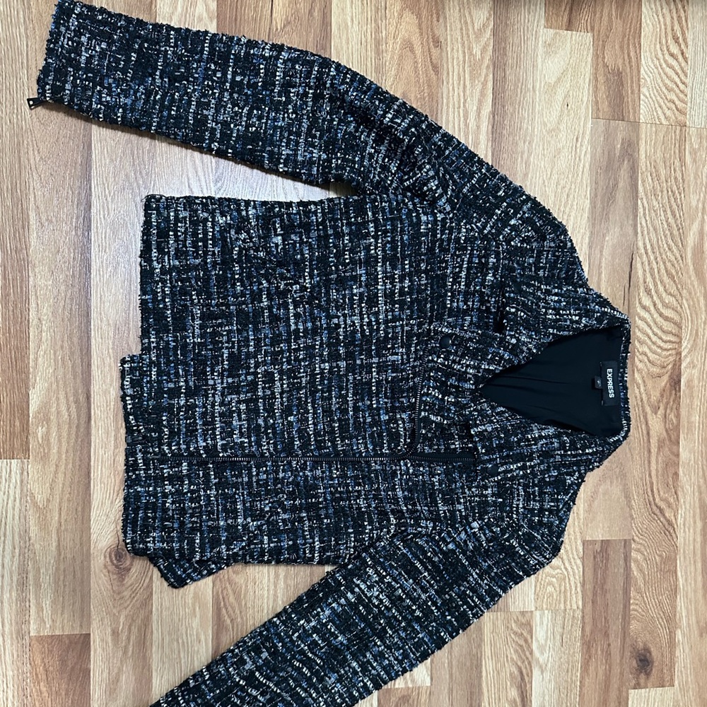 Express Glittery jacket black blue white short/ cropped